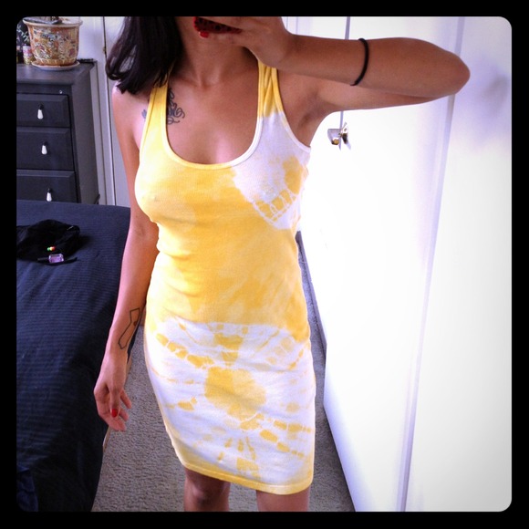 TiE DyE Racer back Ribbed Tank Top Body Con Dress