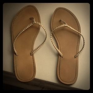 Tan Old Navy Sandals with Gold Braid detailing