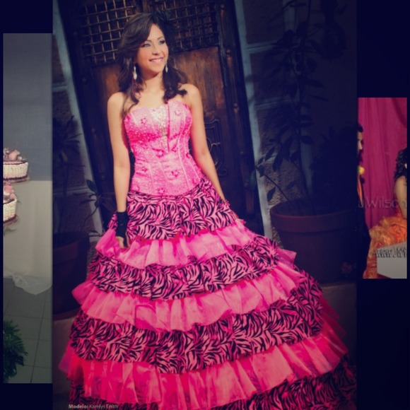 Other Pink Zebra Print Quinceanera Dress Poshmark