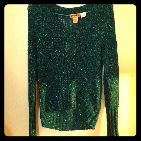 Mudd loose knot teal sweater