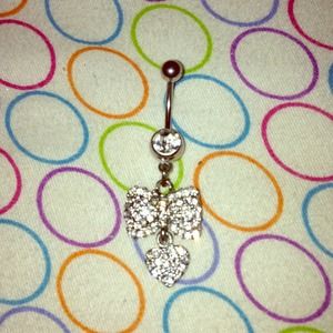 🚫Traded🚫Dangling bow and heart belly button ring