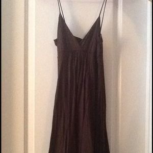 Brown spaghetti strap dress with bubble hem!
