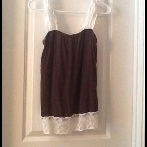 Cute brown and white lace top