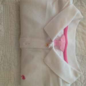 Three Women's Lilly Polos in white and pink