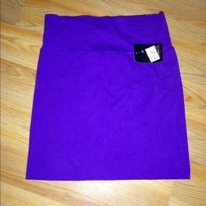 Plum bodycon mini skirt.
