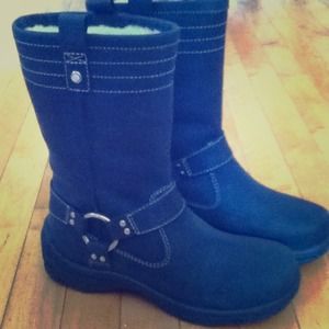 Black Sheepskin Motorcycle Boots
