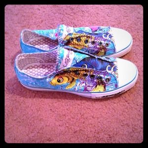 Ed hardy slip on canvas sneakers