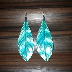 Turquoise feather earrings