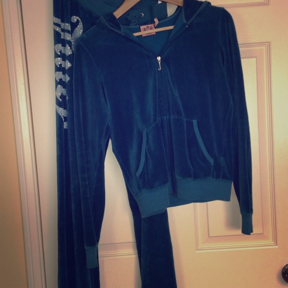 Juicy Couture turquoise velour jumpsuit set