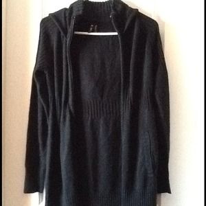 Knee length black sweater