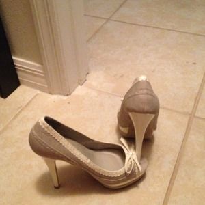 White and grey with a bow