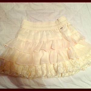 Cream colored layered skirt