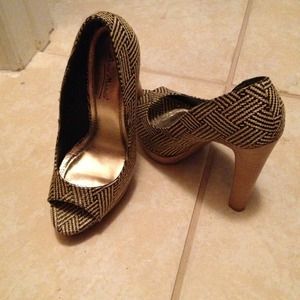 Brown and black big heel