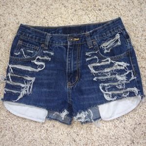 HIGH WAISTED shredded denim shorts NEW WITH TAG!!!