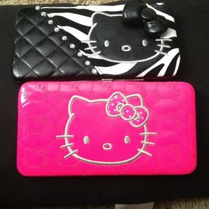 Neon Pink/black Zebra Hello Kitty wallet!