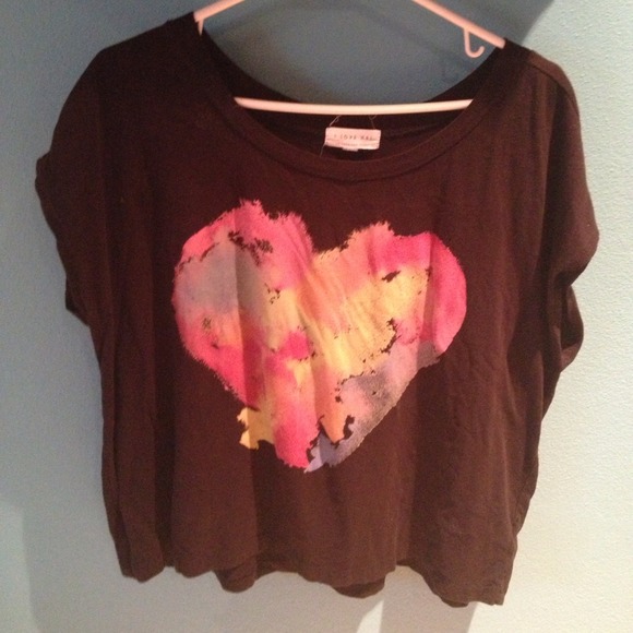 Forever 21 black shirt with Multi color heart