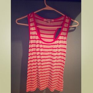 Pink stripe racer back Tank Top