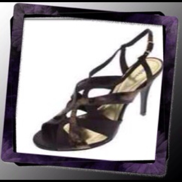 Style and co Calla brown satin strappy heels.
