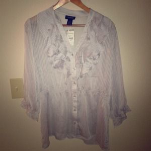 Silver ruff button down blouse