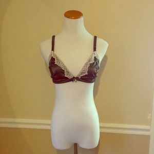 Anthropologie Satin Cameo Grey Bra