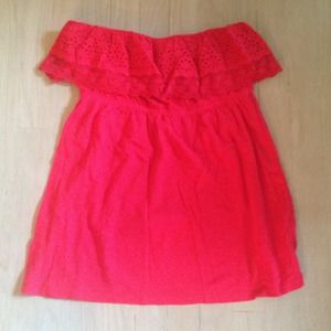 Adorable Red Strapless Top