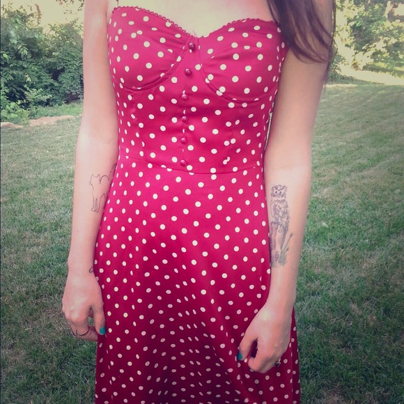 Red/white polka dot dress