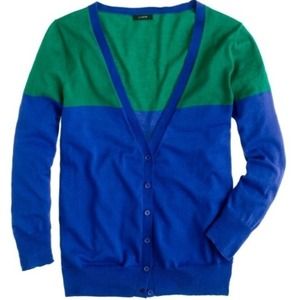 Jcrew featherweight cotton cardigan in colorblock