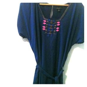 Banana Republic blue dress w/ Indian style beading