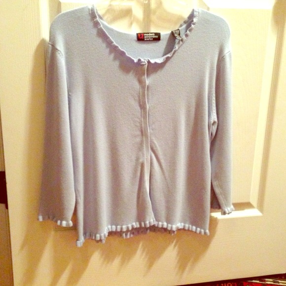 Light Blue Ruffle Sweater - Picture 1 of 3