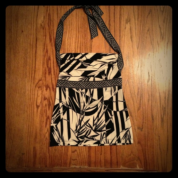 BCBG Black & White Halter Top