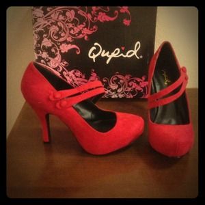 Qupid Trench-26 Red Mary Jane Pumps