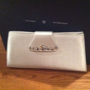 White bridal clutch with Swarovski crystal new
