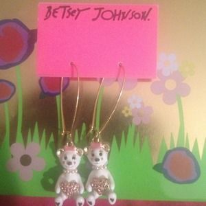 Nwt Betsy Johnson princess bear earrings