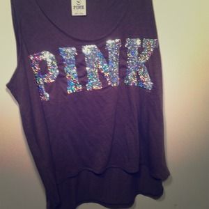 PINK high-low sequins tank!