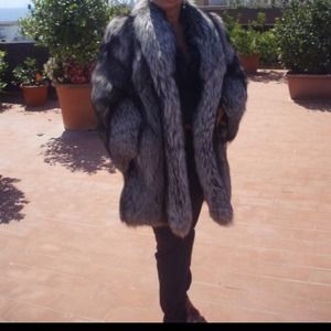 Real silver fox coat