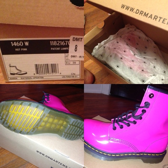 Hot pink paten leather Dr.Martens