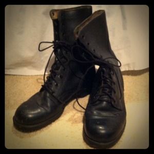Real leather combat boots