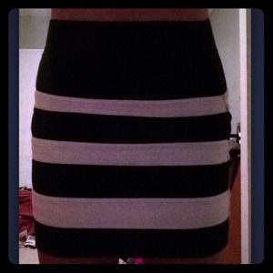 White and black striped skirt