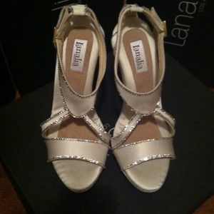 Mila Sz 7off white satin bridal shoes w/Swarovski