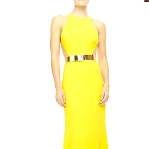 Gold metal belt w/ribbon, goes all around waist!