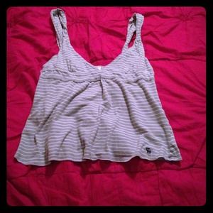 White and gray stripped Abercrombie and Fitch tank
