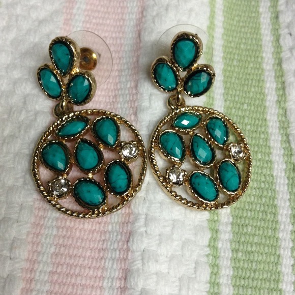 SOLD***Amrita Singh Turquoise and Gold Earrings - Picture 2 of 4