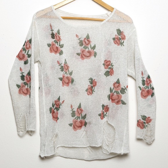 White Pullover Knitwear Long Sleeve Sweater
