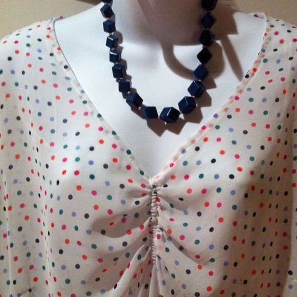 Multi color pokes dot Sheer white Blouse