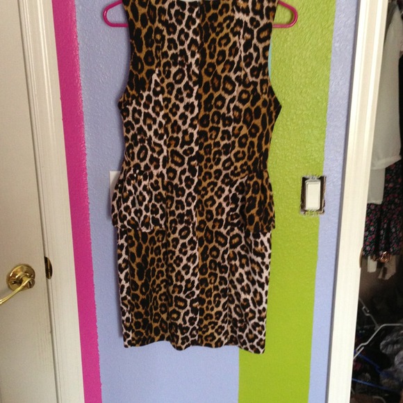 Leopard Print Peplum Dress // Size M // Forever 21 - Picture 3 of 3