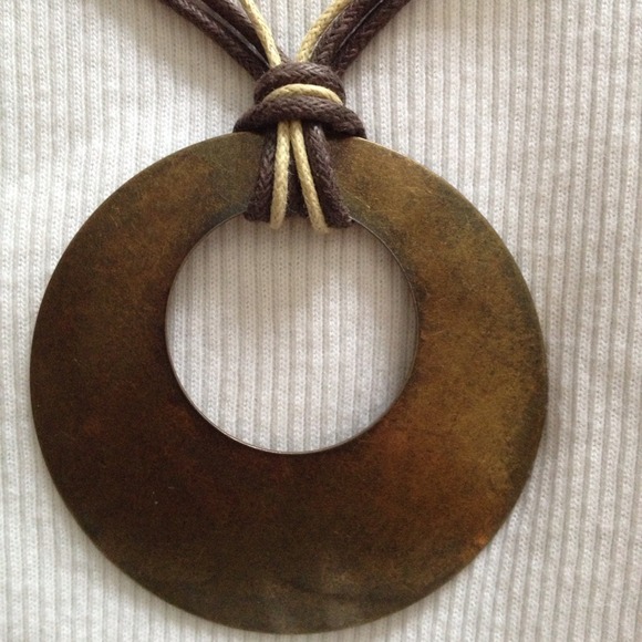 Unique large metal necklace on cord - Picture 1 of 3
