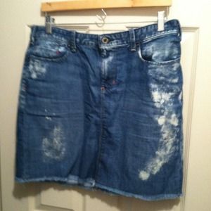 Distressed Denim Mini Skirt