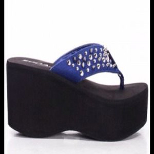 COBALT BLUE STUDDED SPIKE SANDALS new in orig box