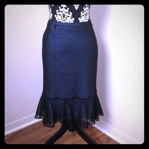 SOLD!!!' vintage inspired blue skirt w/black lace