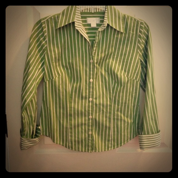 Loft Green & White Striped Top - Picture 1 of 1